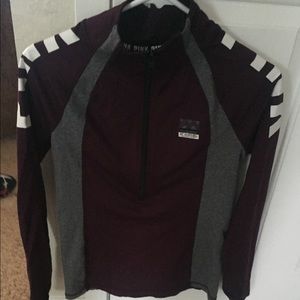 Grey and burgundy form fitting crew neck